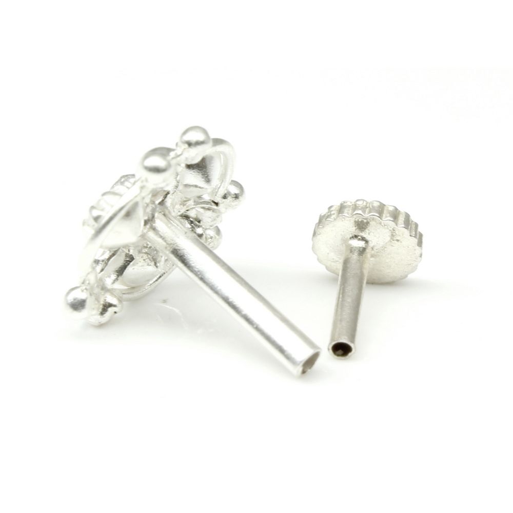 Silver Nose Pin for women with Push pin