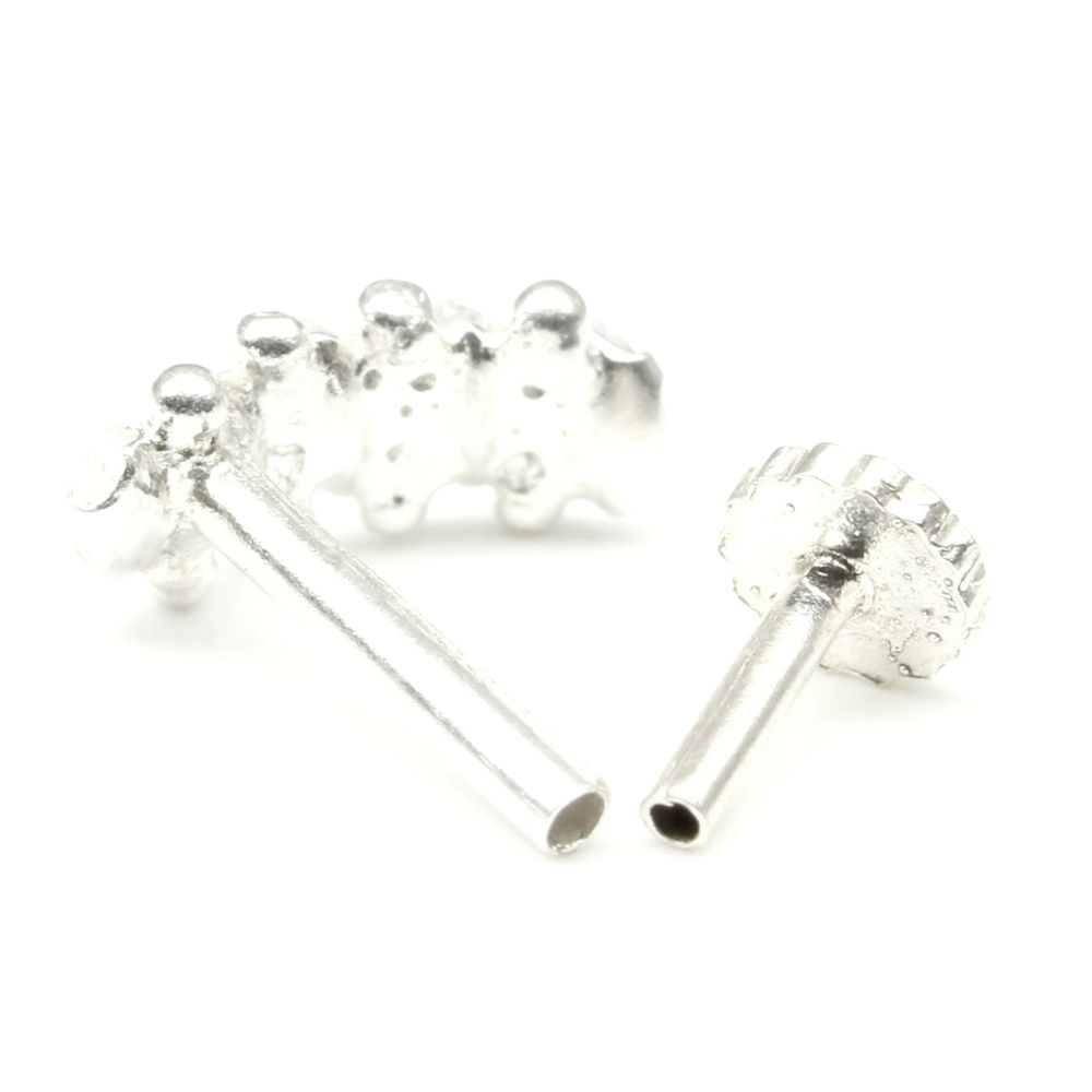 925 Sterling Silver White CZ Nose ring Push Pin