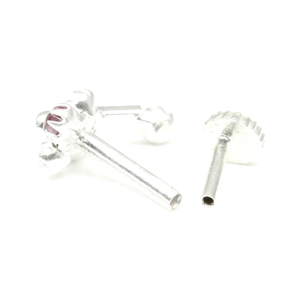 Silver Nose Pin for women with Push pin