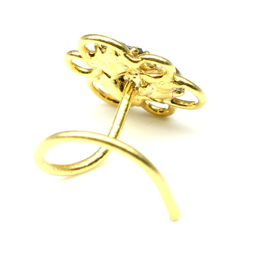 22g Gold Plated Corkscrew Piercing Nose Stud