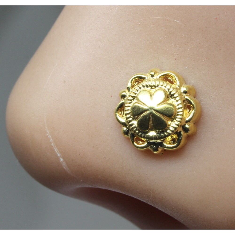 Traditional gold plated push pin nose stud Karizma Jewels