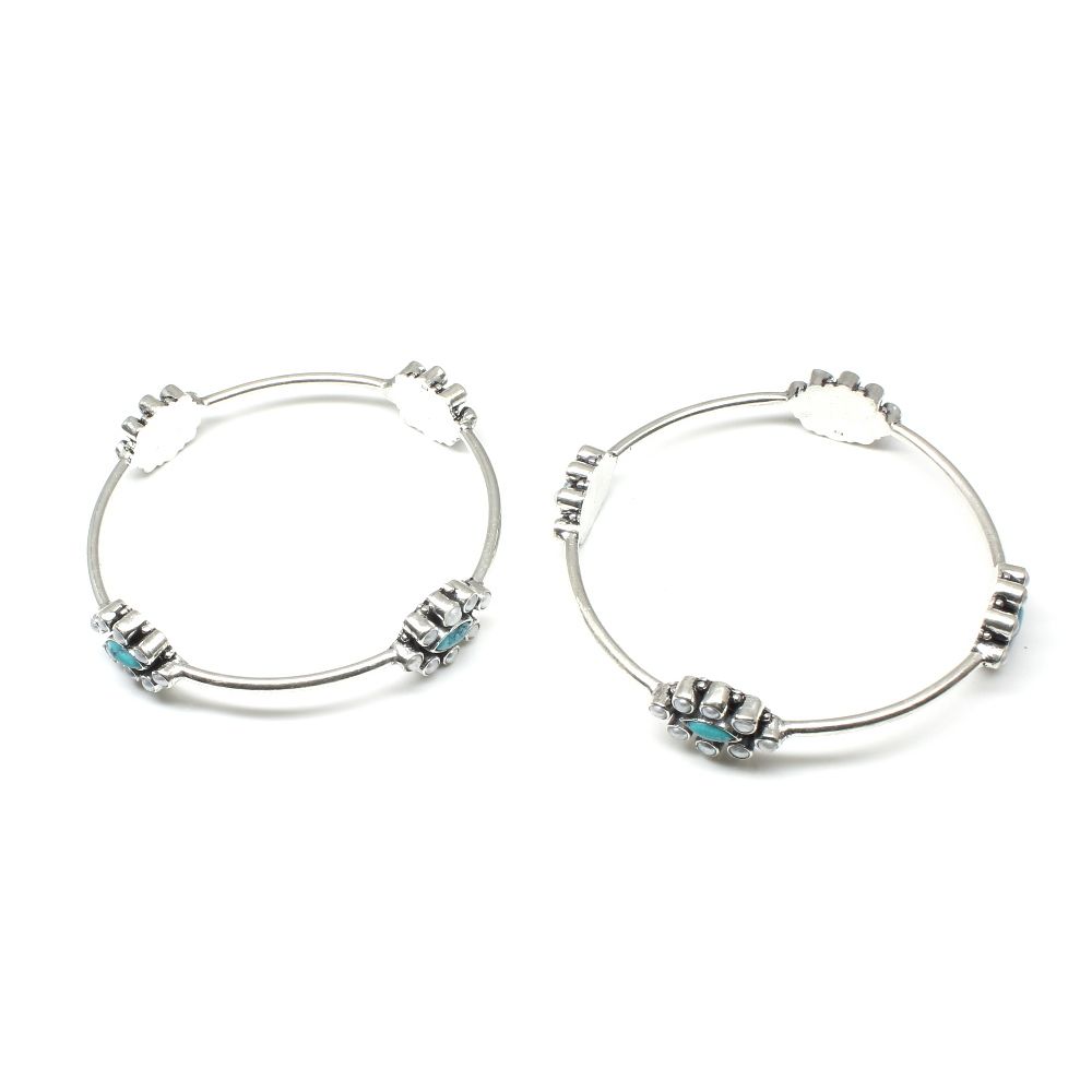 Antique style 925 Sterling Silver Bangles Pair 6.4 Cm