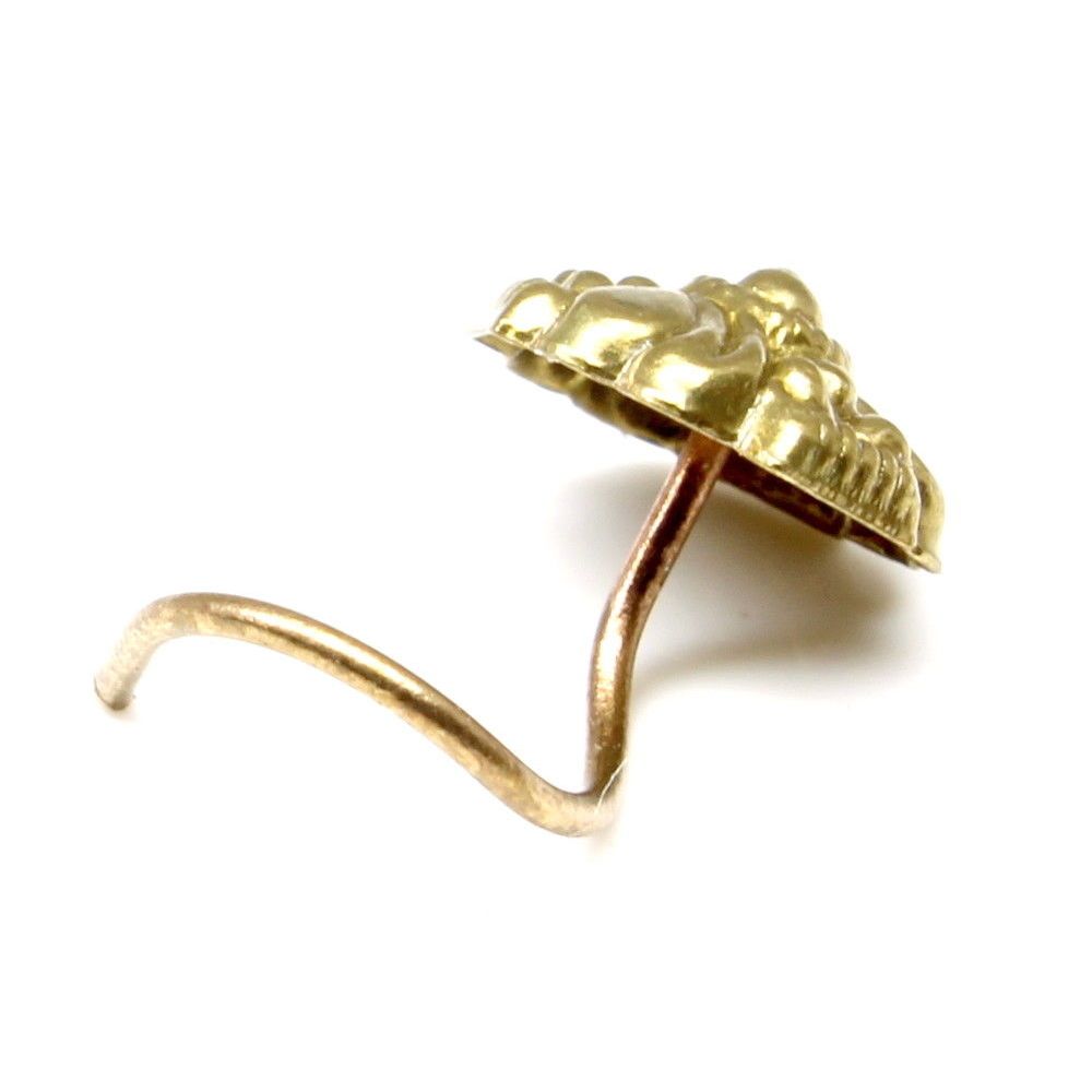 Floral Antique gold finish nose stud L bend