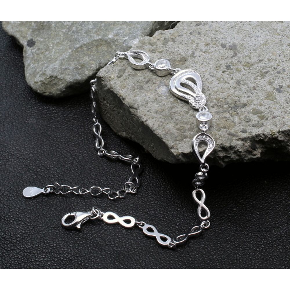 Real Sterling Silver Bracelet for Girls in platinum finish