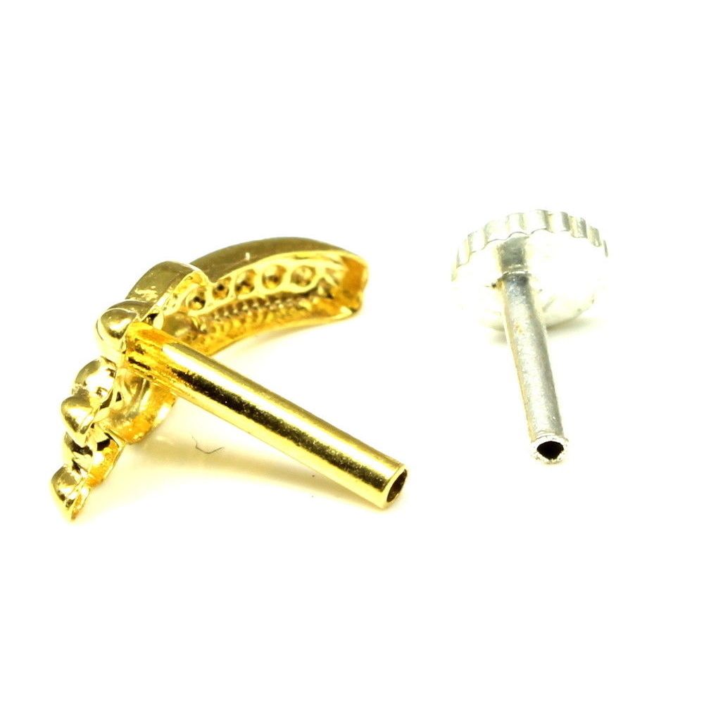 Dangle ethnic gold plated nose stud 18g