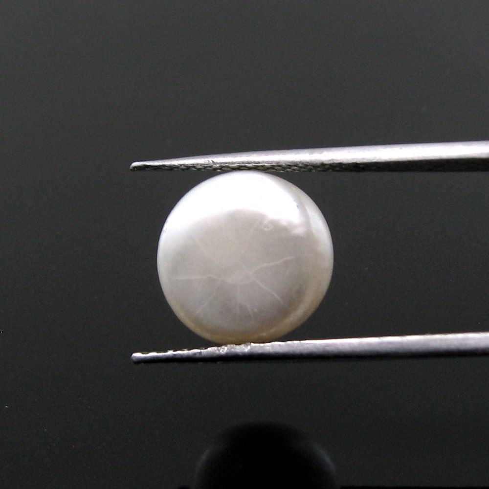 7Ct Real Pearl Round Button Shape Gem Moti for Moon