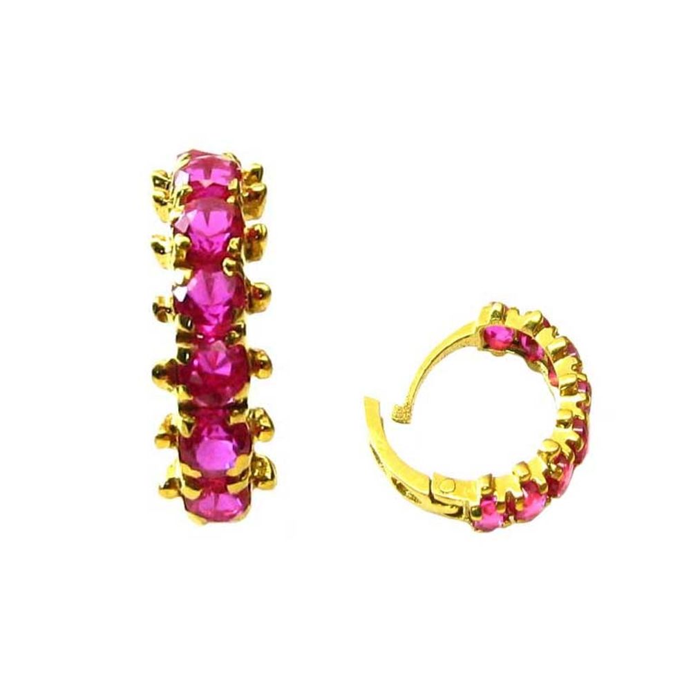 14k Yellow Gold Pink CZ Nose Ring
