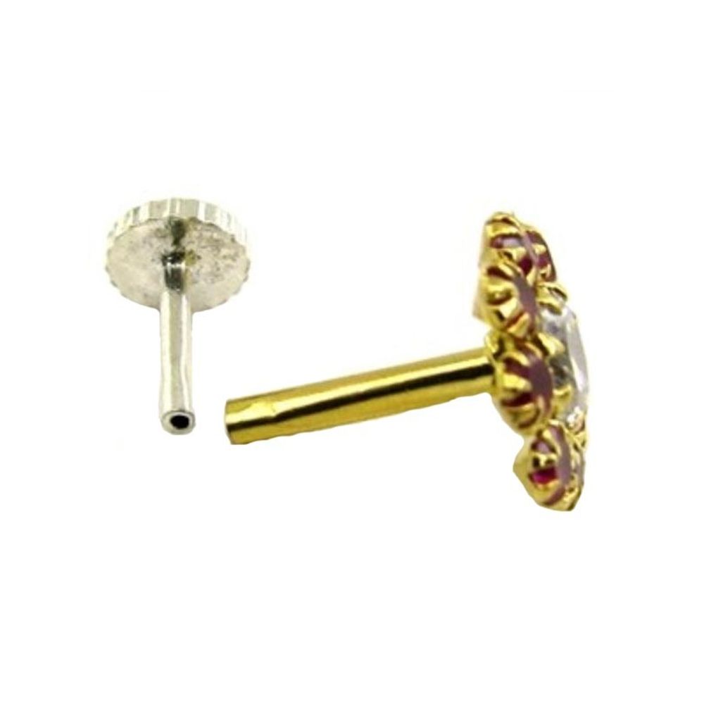 Nose Stud Pin Solid Real 14k Yellow Gold with push pin