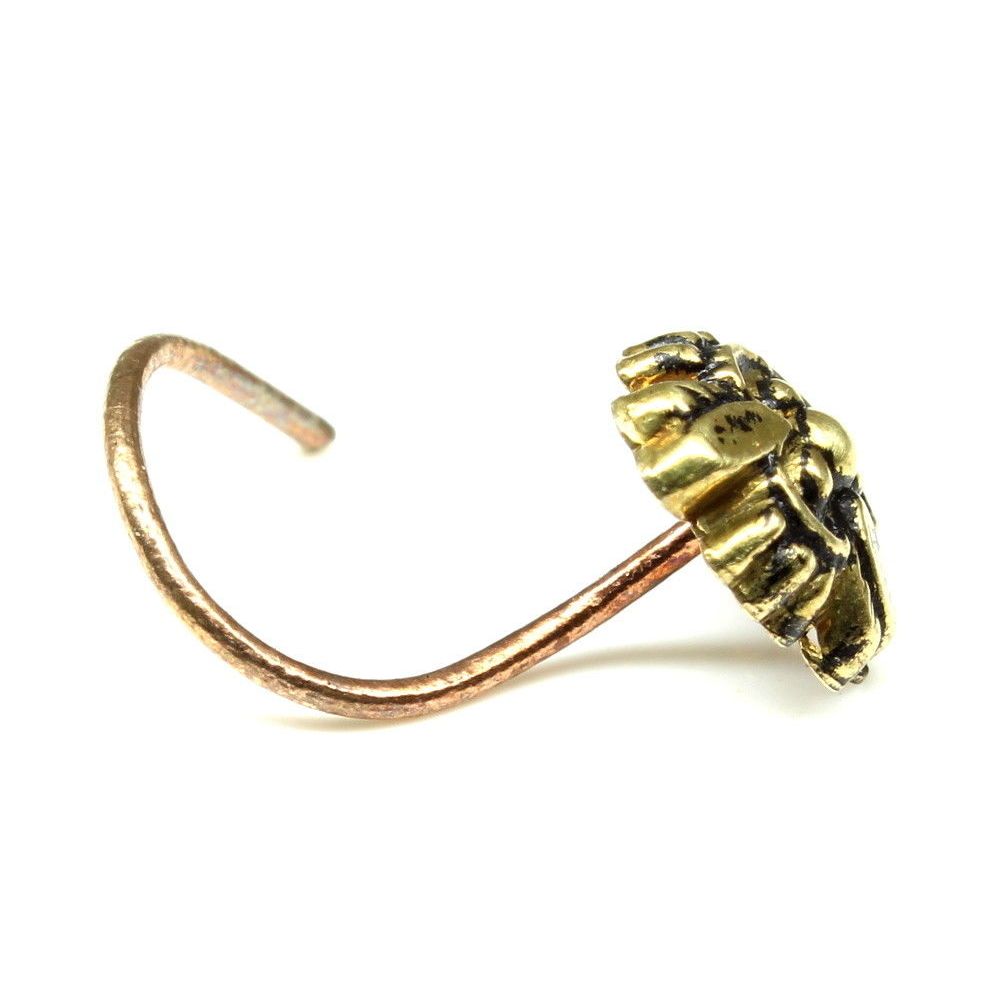 Floral L bend antique gold finish nose stud