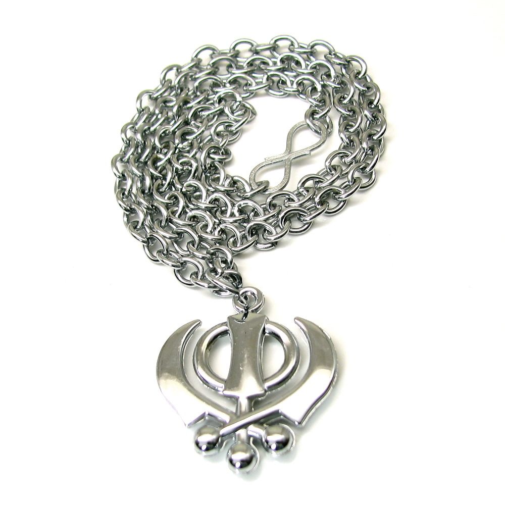 Steel Sikh Khanda Pendant chain