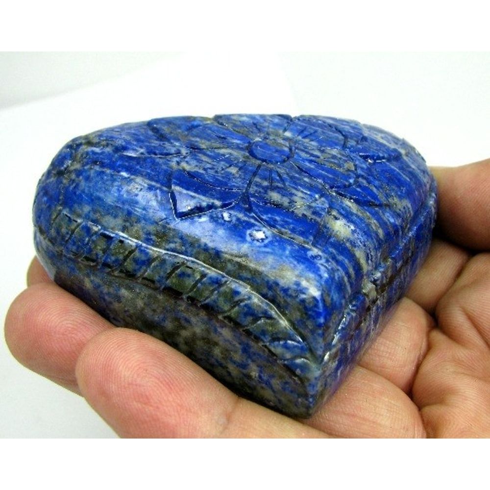 Big Lapis Lazuli Mughal Hand Carved Pear Gemstone A