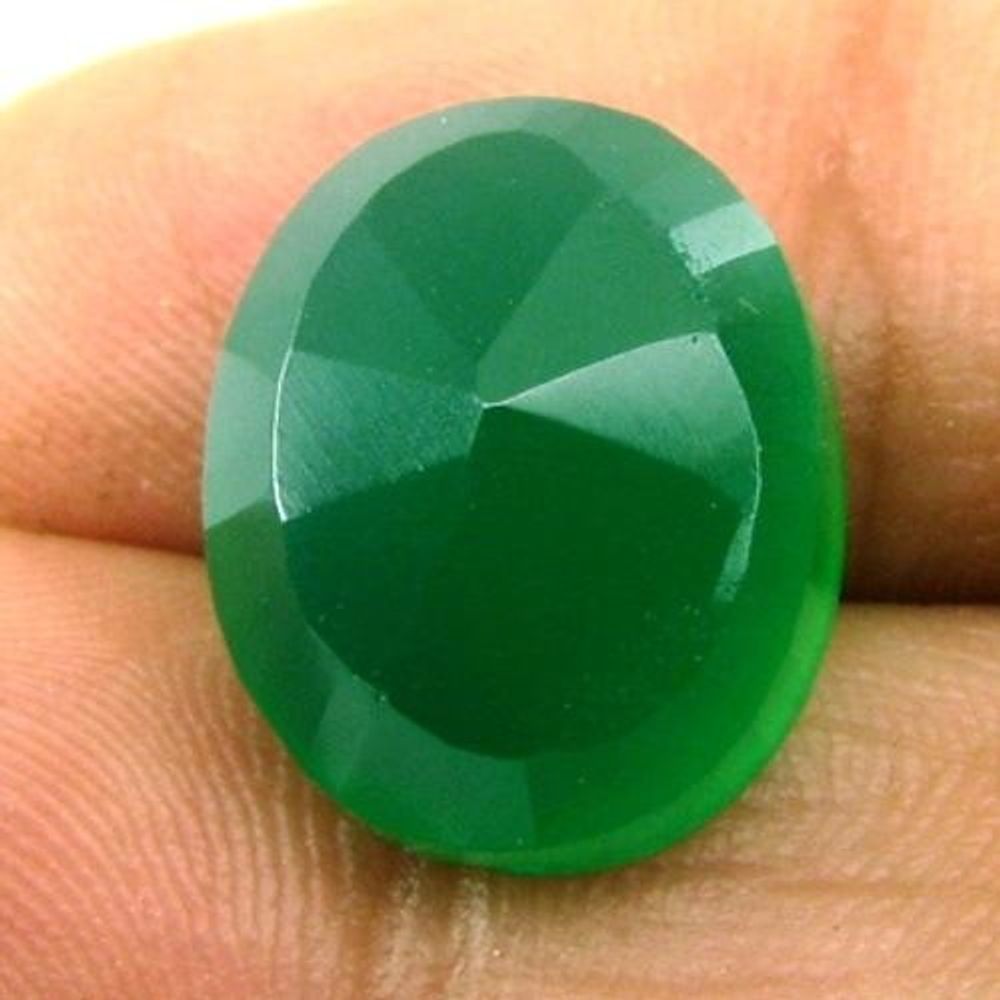 10Ct Natural Green Onyx Oval Faceted Gemstone