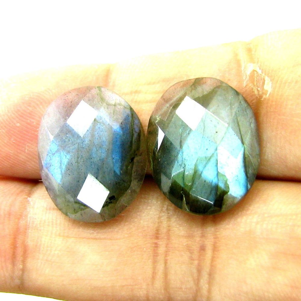 Color Play 14.1Ct Pair Natural Labradorite Oval Shape Gemstones