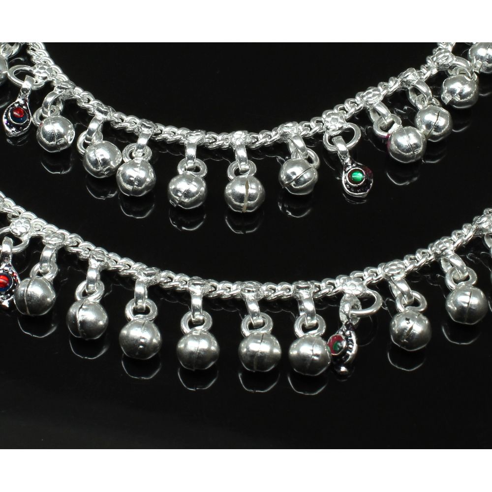 Jingle Bells toddler baby Silver Kids Anklets 6"