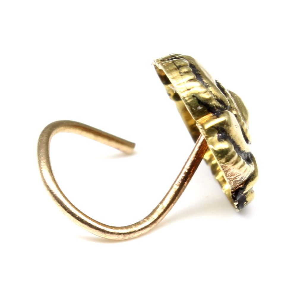 Asian antique gold finish nose stud L bend
