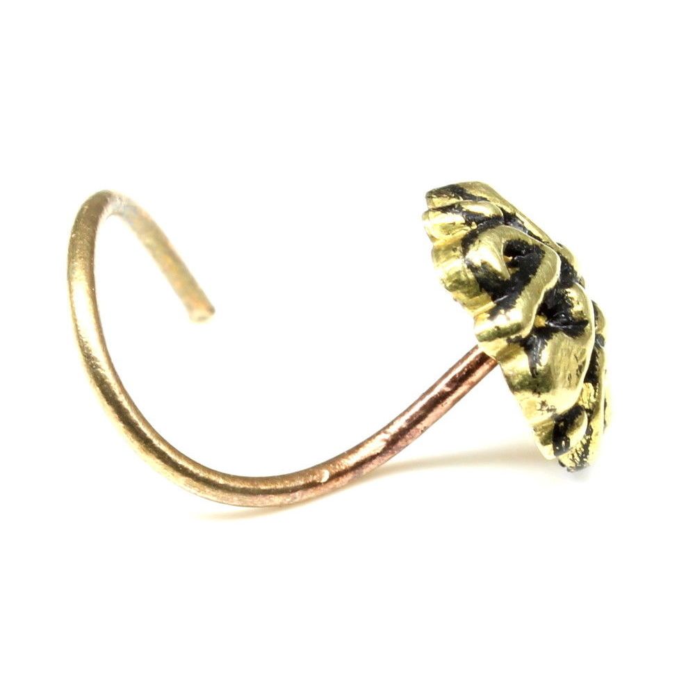 Ethnic twisted antique gold finish nose stud