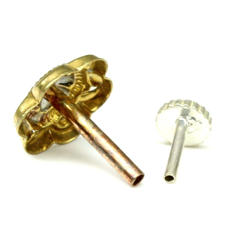 Floral Nose Stud Antique gold finish Push Pin 18g