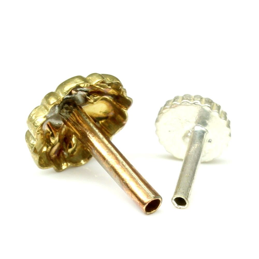 Floral gold finish brass nose stud