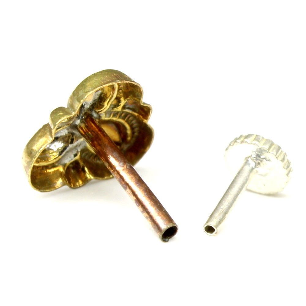 Floral antique gold finish brass nose stud