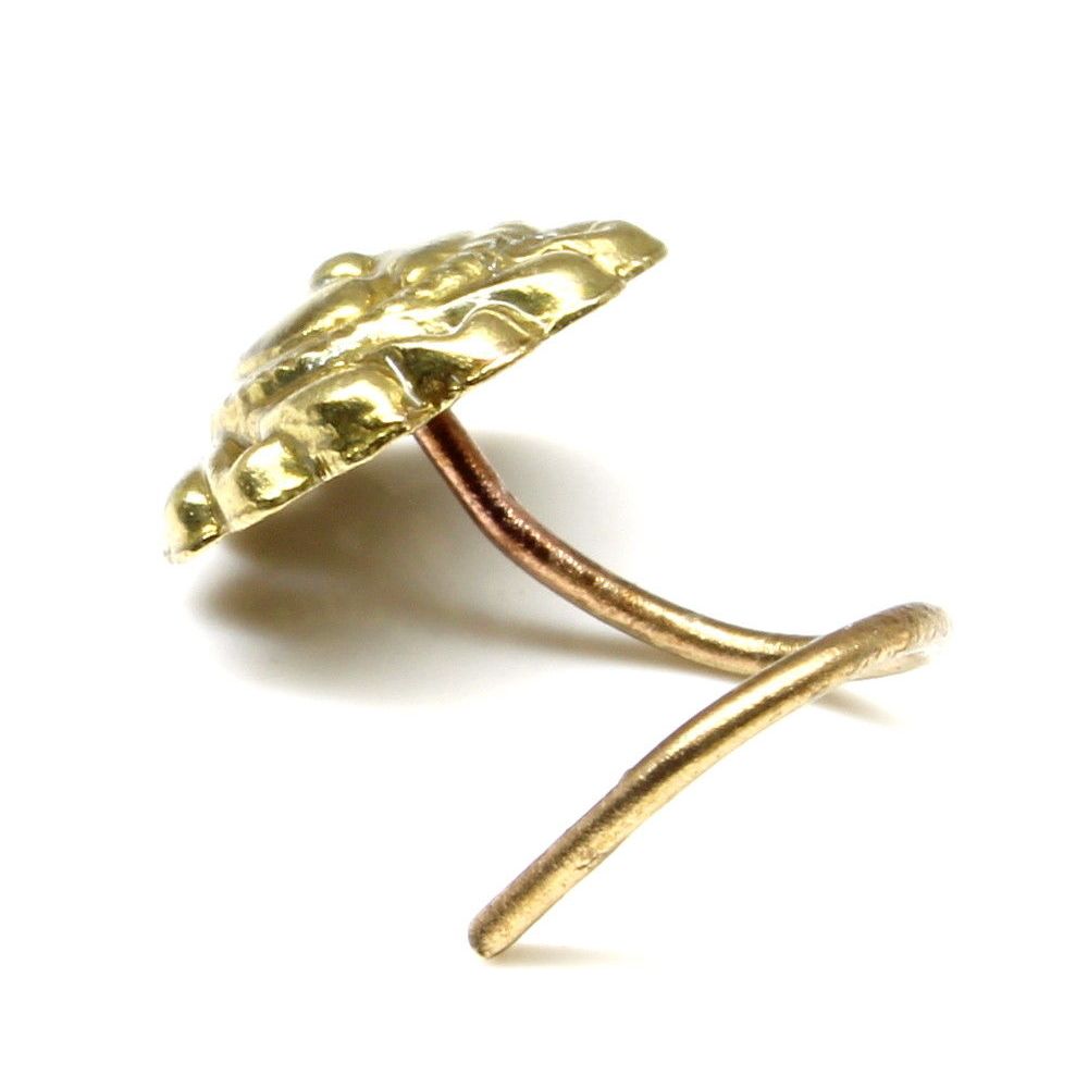 Antique gold finish nose stud corkscrew 22g