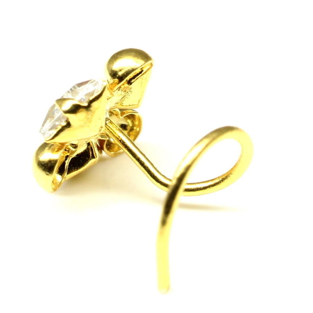 22g Gold plated Corkscrew Nose Stud