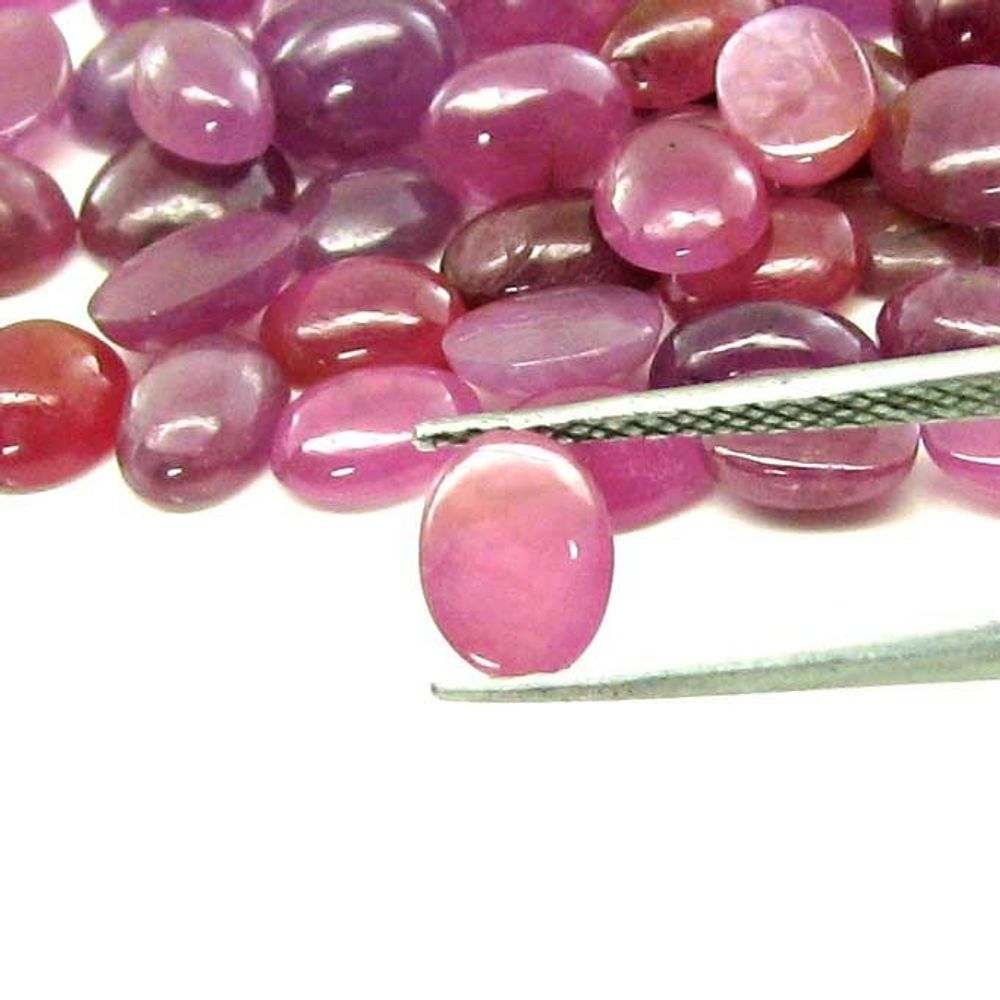 53.7Ct 17pc Lot 9X6mm - 9.8X8mm Natural Ruby Oval Cabochone Gemstones