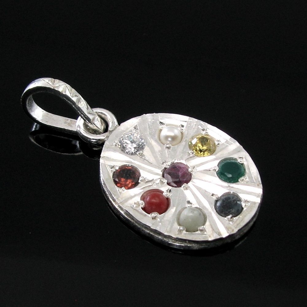 Real Silver Pendant (9 Ratan)