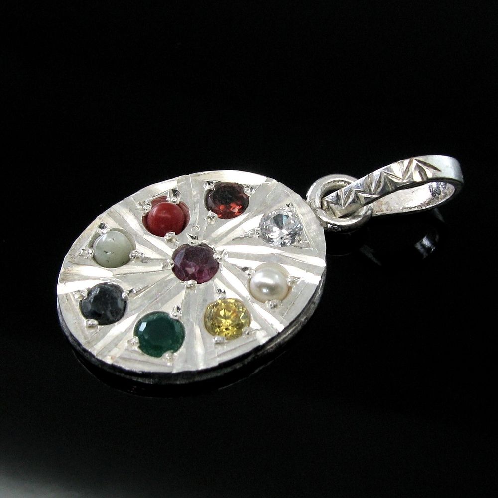Real Silver Pendant (9 Ratan)