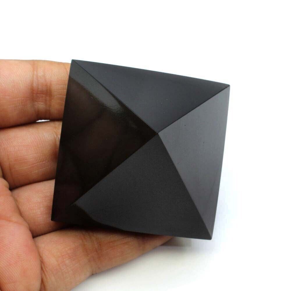 Natural Black Obsidian Crystal Pyramid Healing Stone Rock Reiki