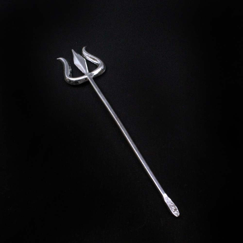 Real Sterling Silver God Trishul for Religious 4.5"