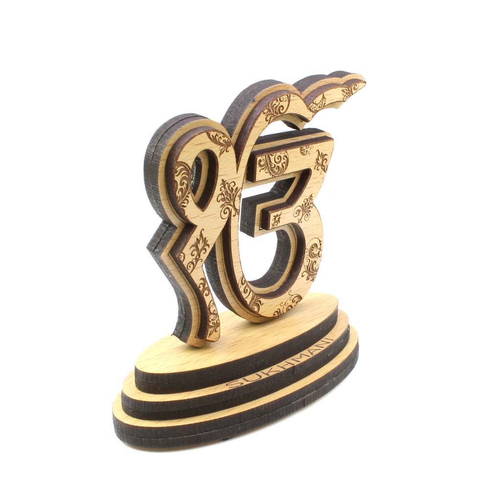 Wooden Sikh Ek Onkar Car Decorative Showpiece