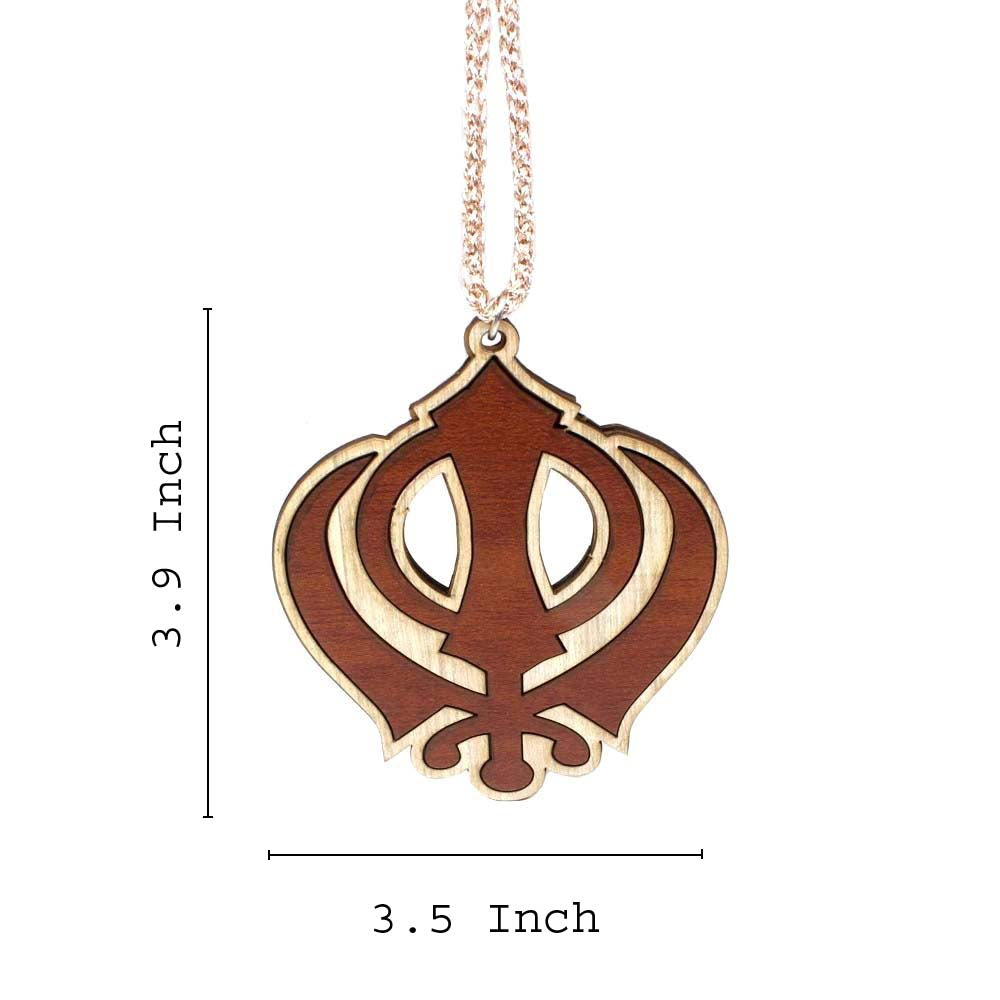 Punjabi Sikh Wooden khanda Car Hanger