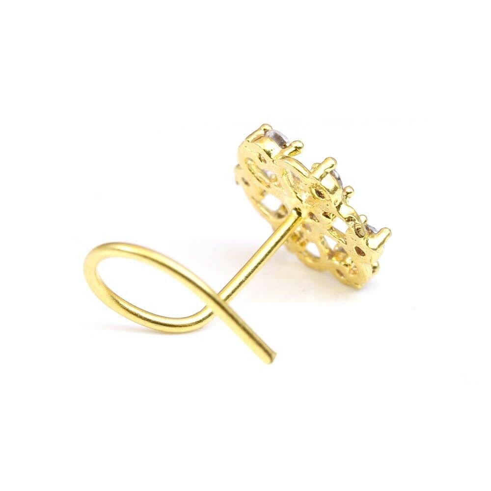 22g Gold Plated Corkscrew Piercing Nose Stud