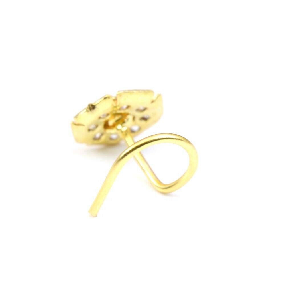 Gold Plated Corkscrew Piercing Nose Stud