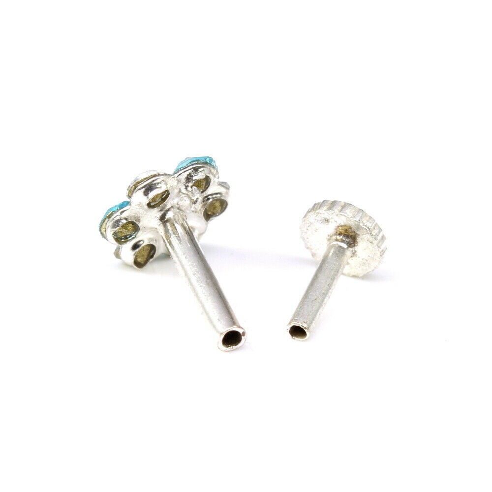 Silver Plated crystal push pin Nose stud
