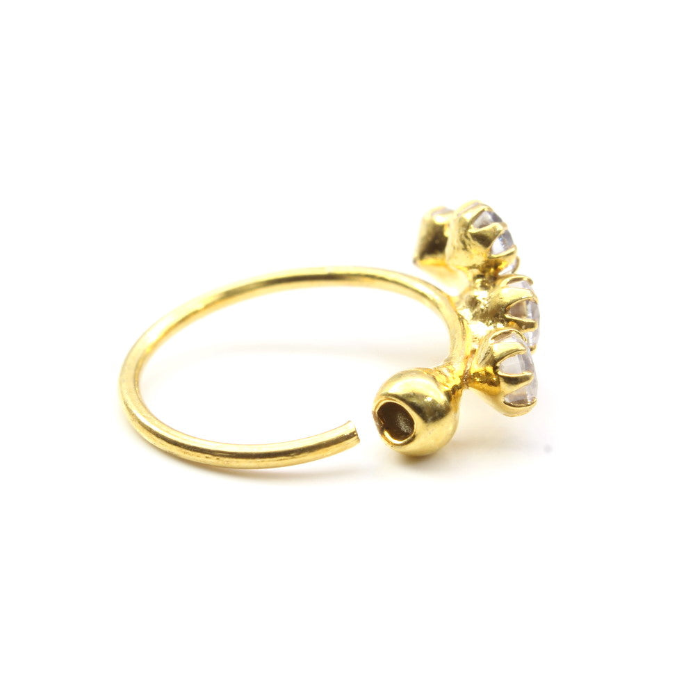 Nose Hoop Ring 14k Real Yellow Gold 22g