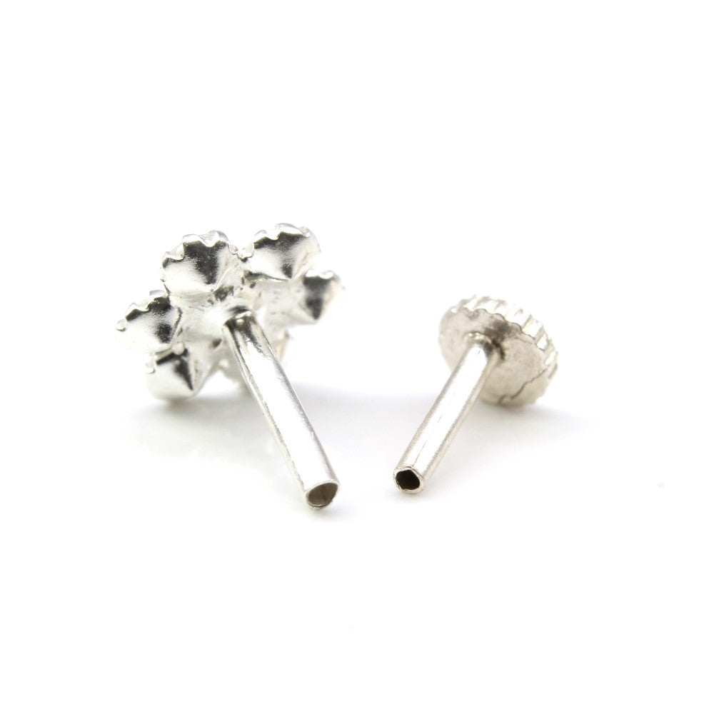 Silver Nose Pin for women with Push pin