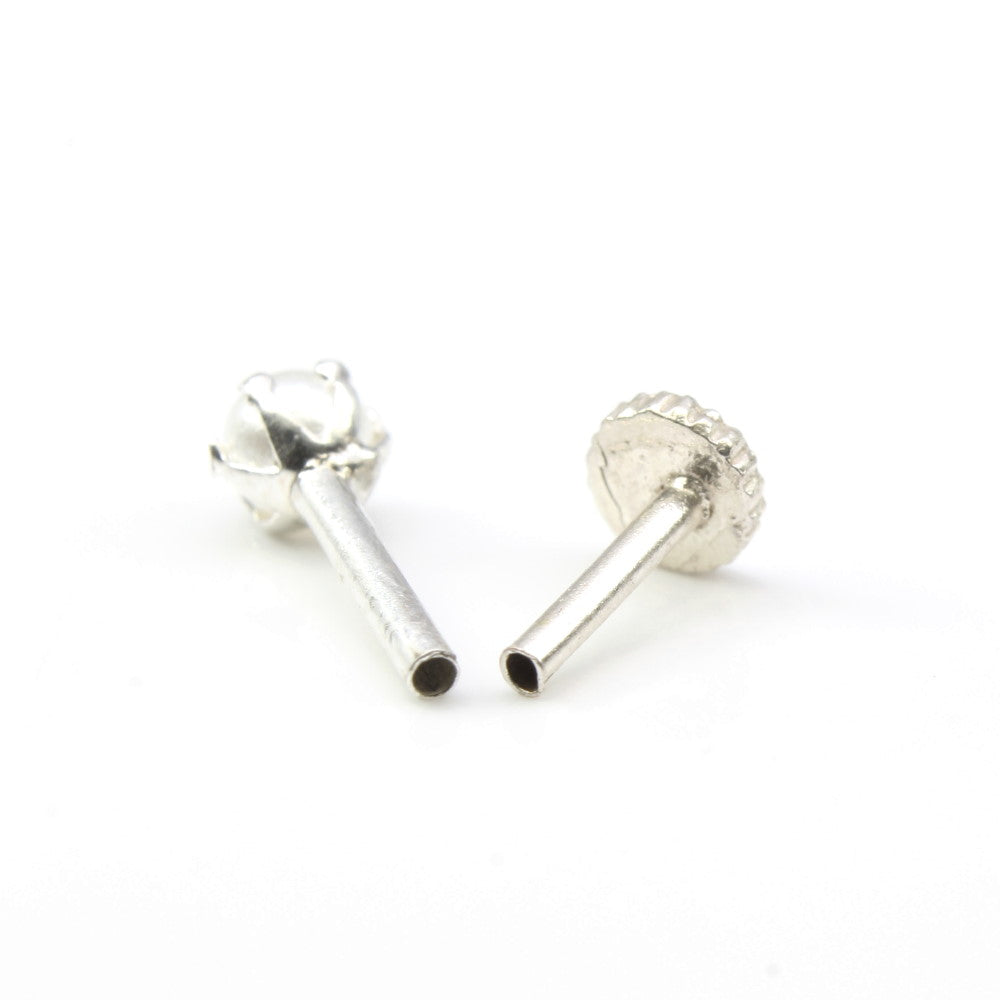 Silver Nose Pin for women with Push pin