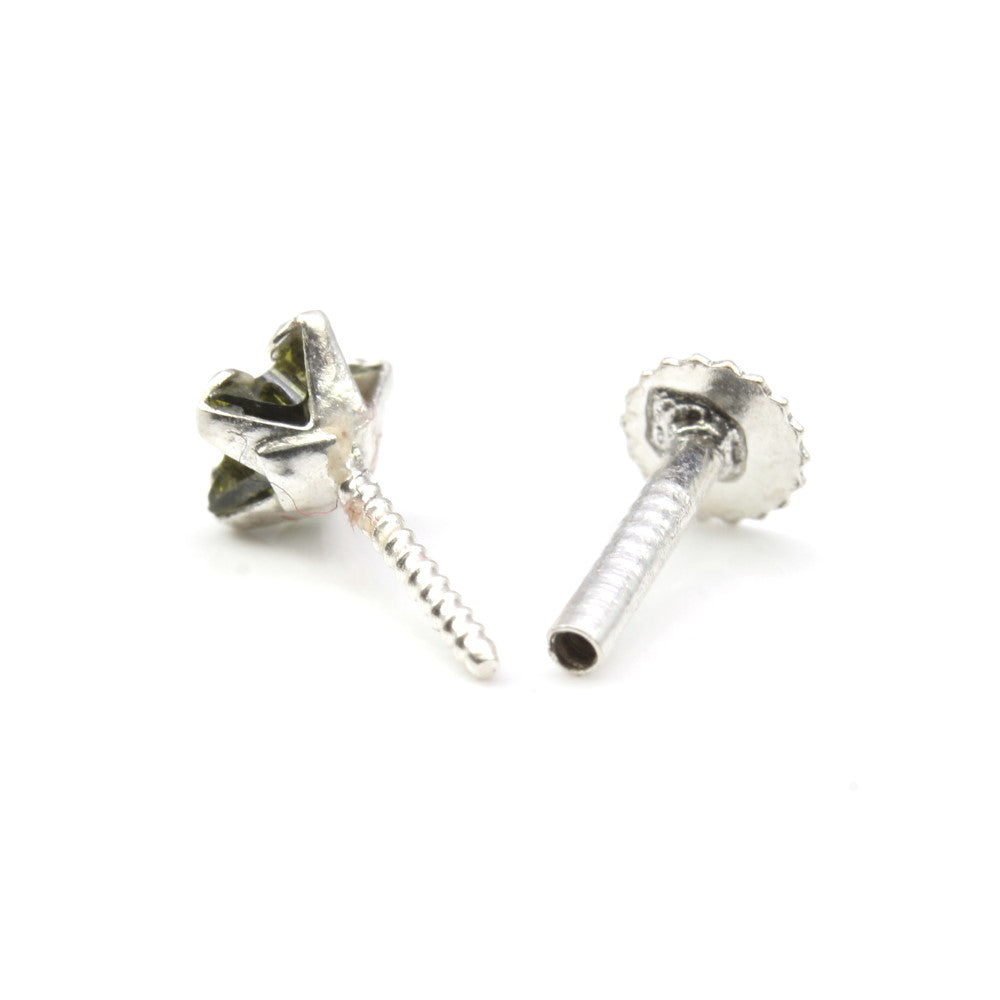 Silver Handcrafted Nose Ring in Screw pin Style