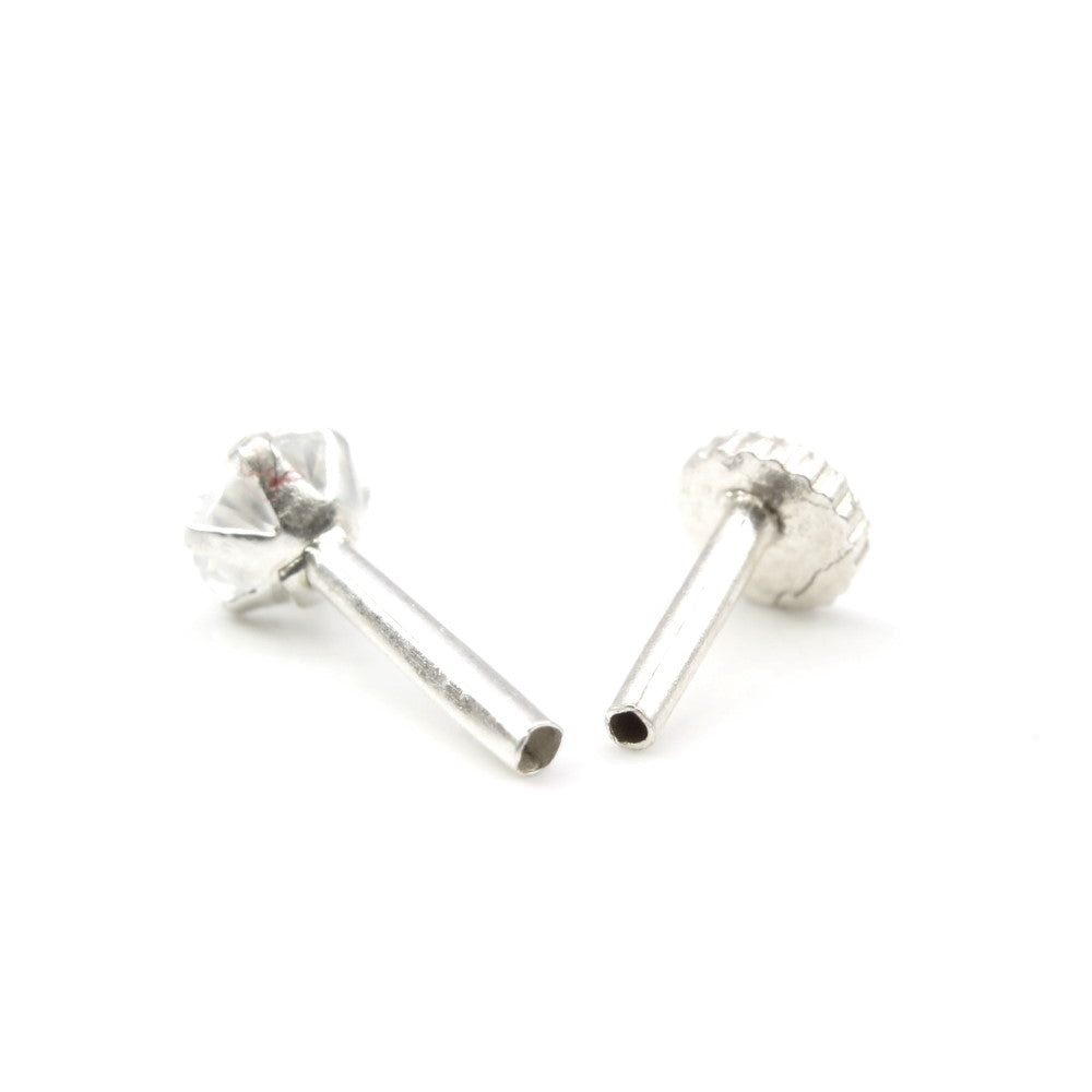 Silver Nose Pin for women with Push pin