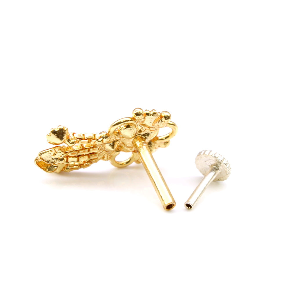 Party wear gold plated nose stud 18g