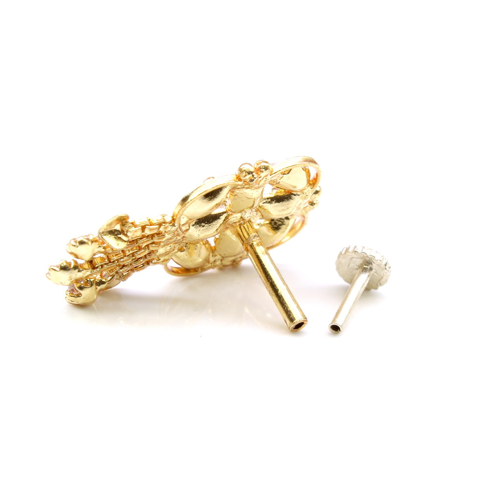 Big Gold Plated Nose Stud Push Pin
