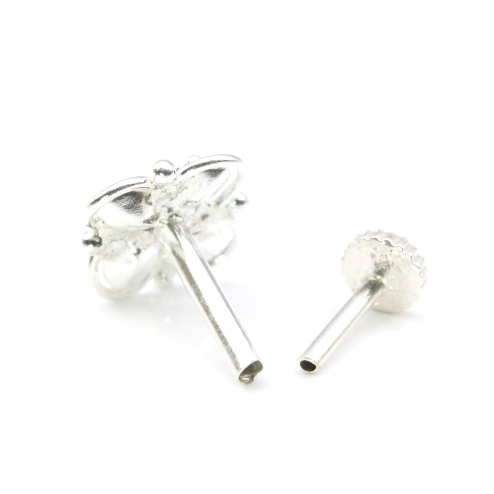 Silver Nose Pin for women with Push pin