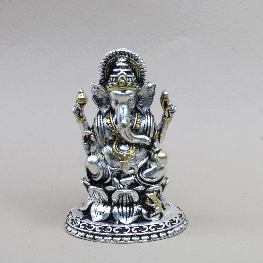 2D 925 Solid Sterling Silver Oxidized Ganesha Statue religious Diwali gift