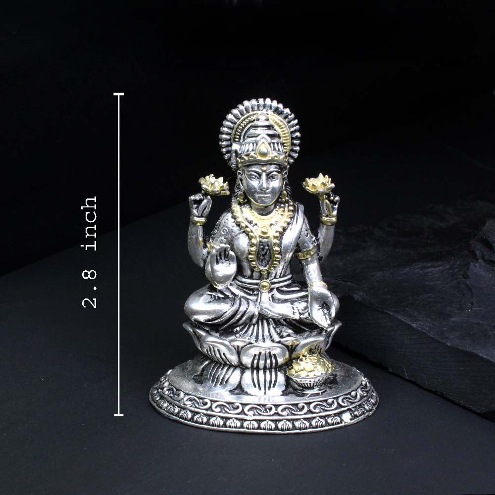 2D 925 Real Sterling Silver Oxidized Laxmi Statue religious Diwali gift
