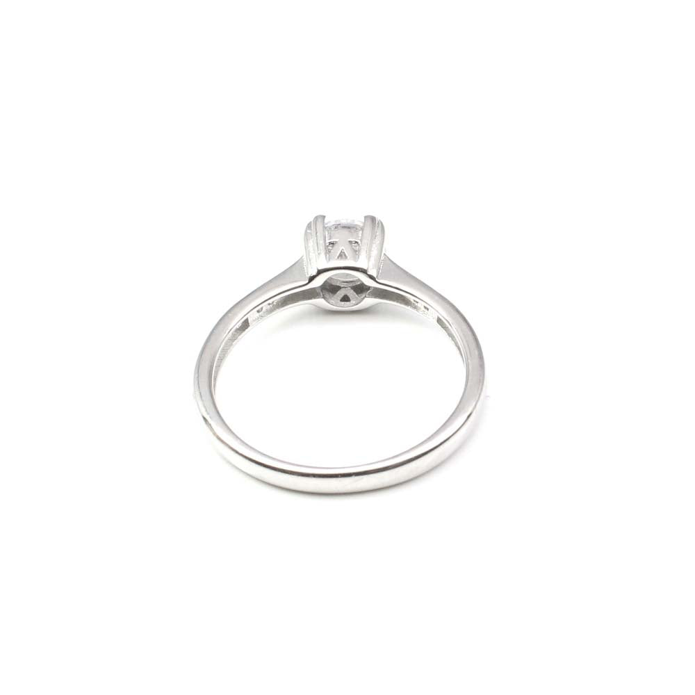 Lovely Indian 925 Sterling Silver Ring White CZ Studded Platinum Finish