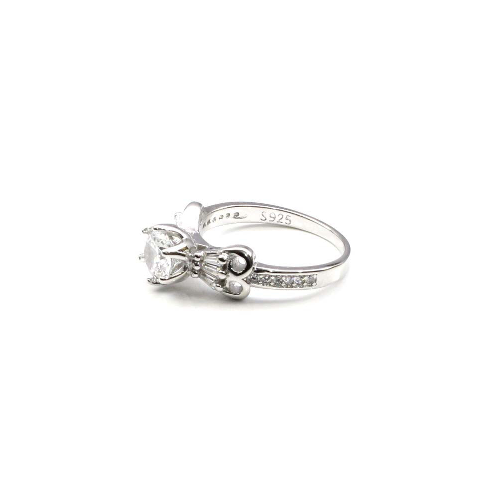Cute Indian Style Real 925 Solid Silver Ring White CZ Studded Platinum Finish