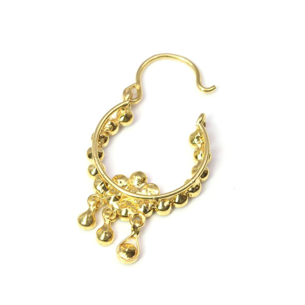 Hoop Nose Stud Left Nose Ring 14k Real Gold