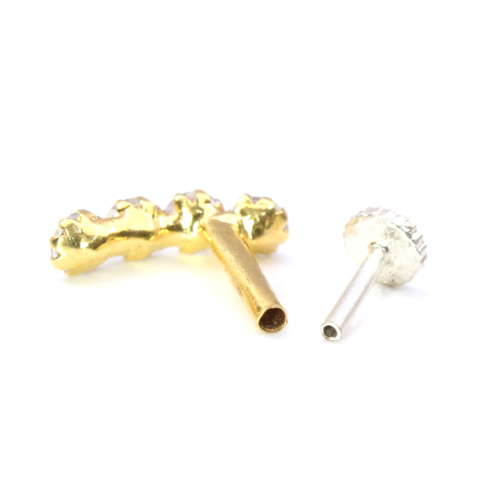 14k Yellow Gold with push pin