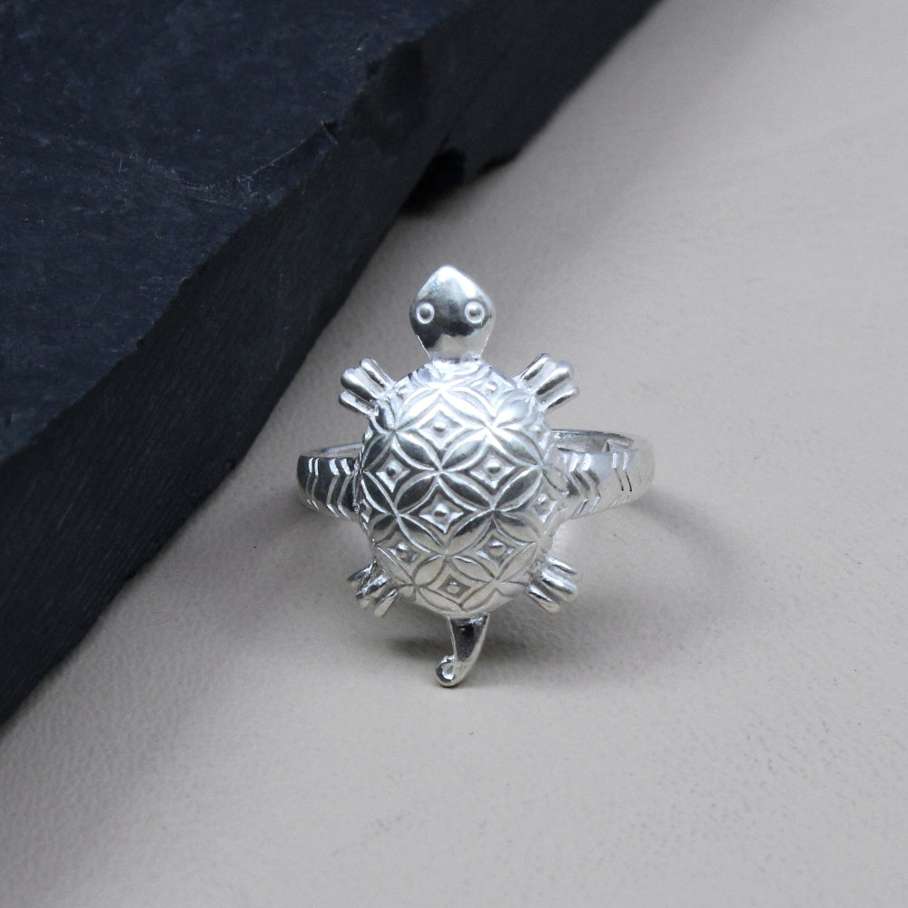 Turtle Traditional Indian Style Beautiful Pure 925 Solid Silver Unisex Ring